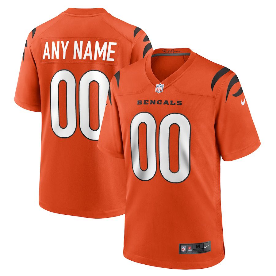 Men Cincinnati Bengals Nike Orange Alternate Game Custom NFL Jersey